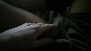 Slow masturbate in green small shorts