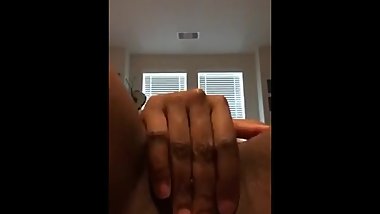 Young ebony playing cumming In her step brothers closet