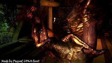 Argonian fucked by giant Lurker