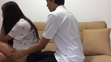 Asian teen fucked on sofa