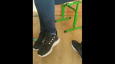 Cute teen leg shaking candid