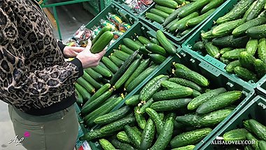 Cute Teen Masturbate Pussy Huge Cucumber, Blowjob and HardSex POV