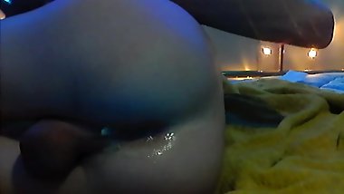 rubbing butter on my ass then using my dildo