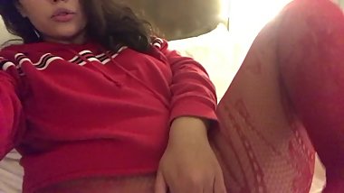 Barely Legal Teen Masturbating in Hotel Room While Boyfriend Showers