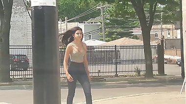 No bra teen bouncing boobs