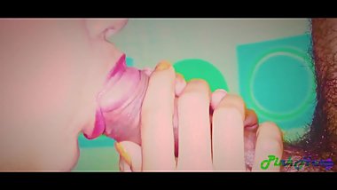 Colorful Blowjob- Cum in mouth and swallow close up