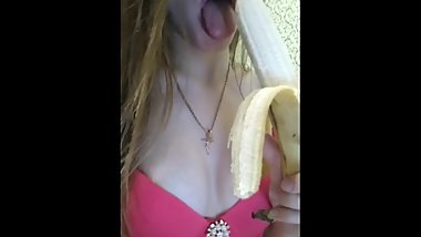 passionately lick banana