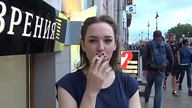 Smoking teen brunette