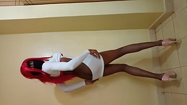 Dancing In A White Exposing Dress