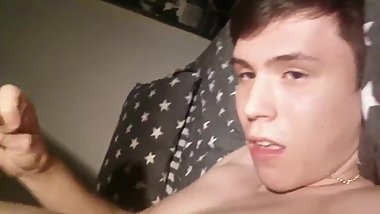 Hot boy's self facial cum swallow