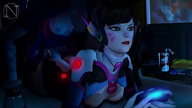 Widowmaker x D.Va - Anal when trying to play a game (OverWatch parody)