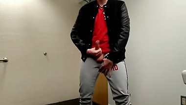 Teen Athlete Jerks off in Varsity Jacket