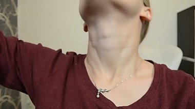 Female Sexy Neck Gulping Down