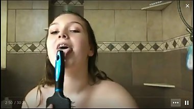 Sexy teen masturbates in my showe