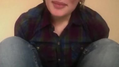 Cute nerdy teen in glasses desperate to cum