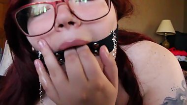 BBW TEEN IS GAGGED AND DROOLING ALL OVER HER TITS
