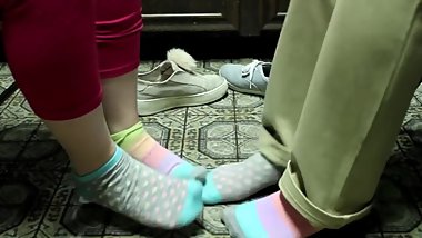 Sisters Playing Footsie In Mismatched Socks ASMR